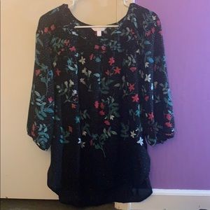 Pretty flowery black Lauren Conrad blouse